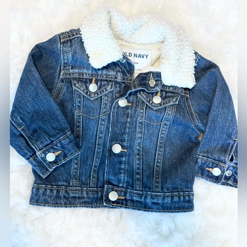 Baby Sherpa Lined Jean Jacket | Old Navy Size 6-12m - Picture 1 of 4